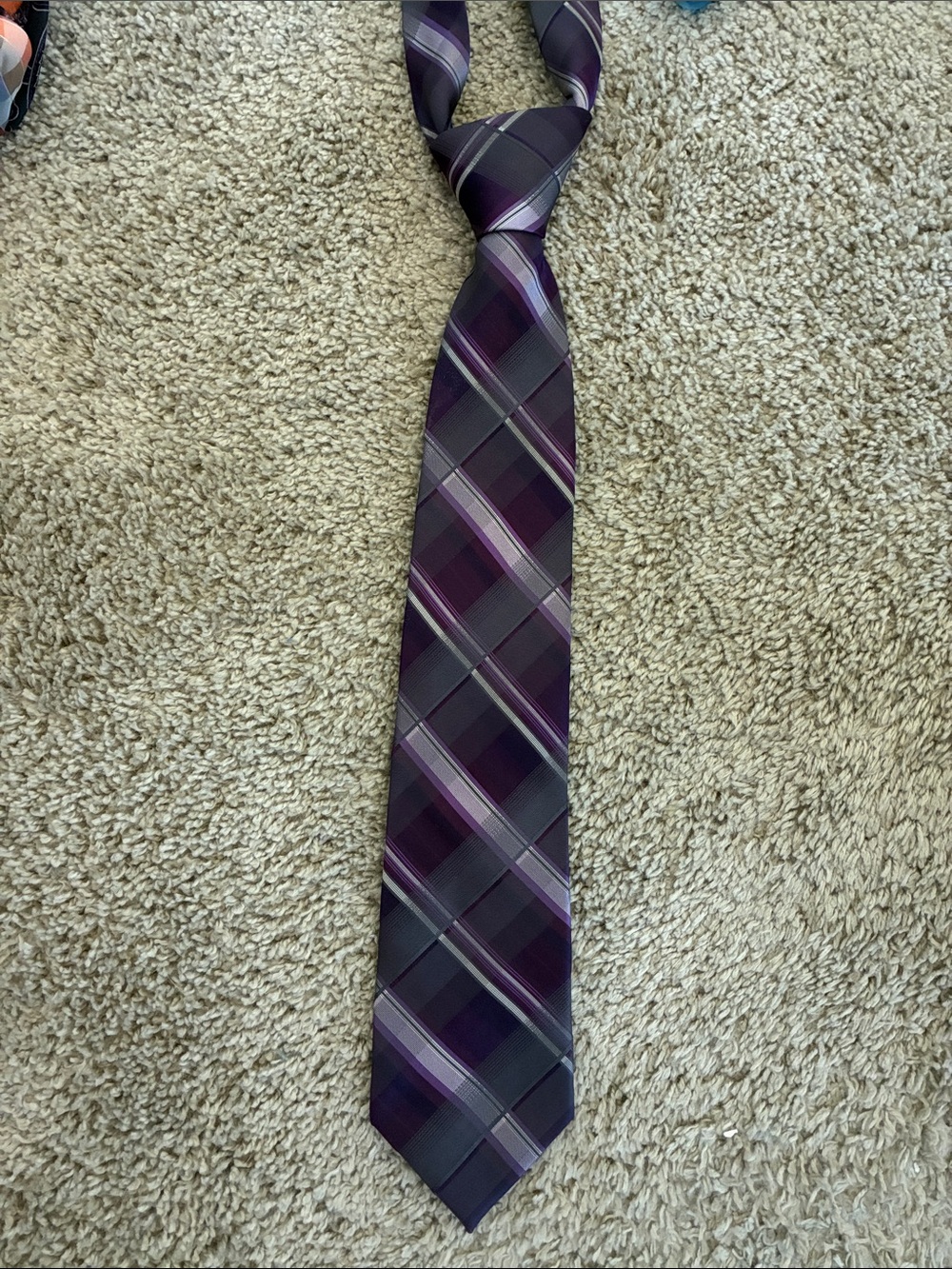 Calvin Klein Men's Purple Plaid Dress Tie - Classic Pattern